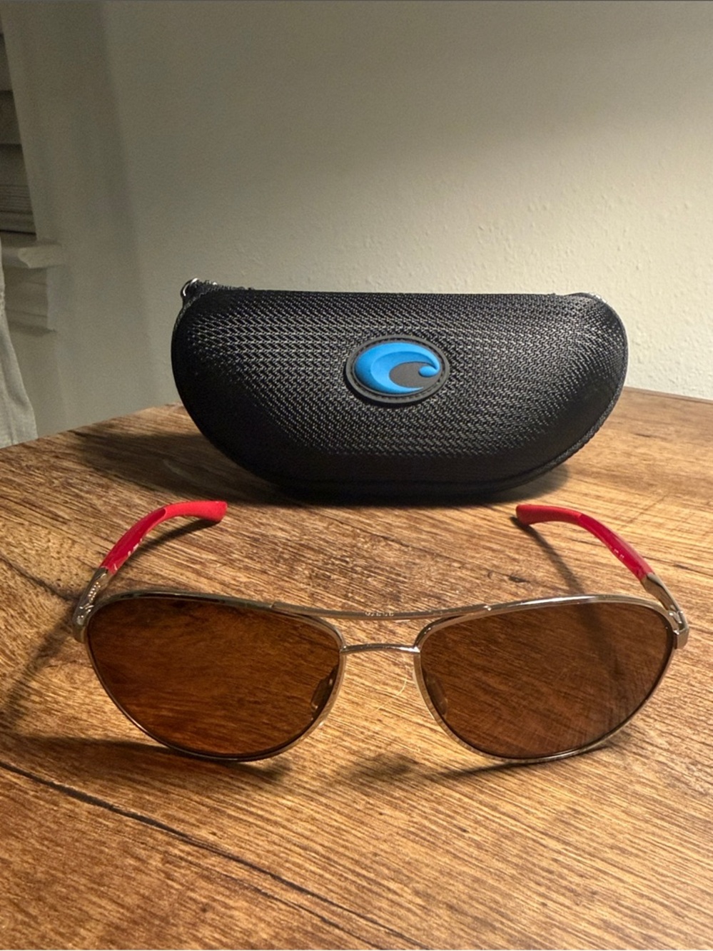 Costa Del Mar Palapa KC83 580P Polarized Aviator Sunglasses Red Silver